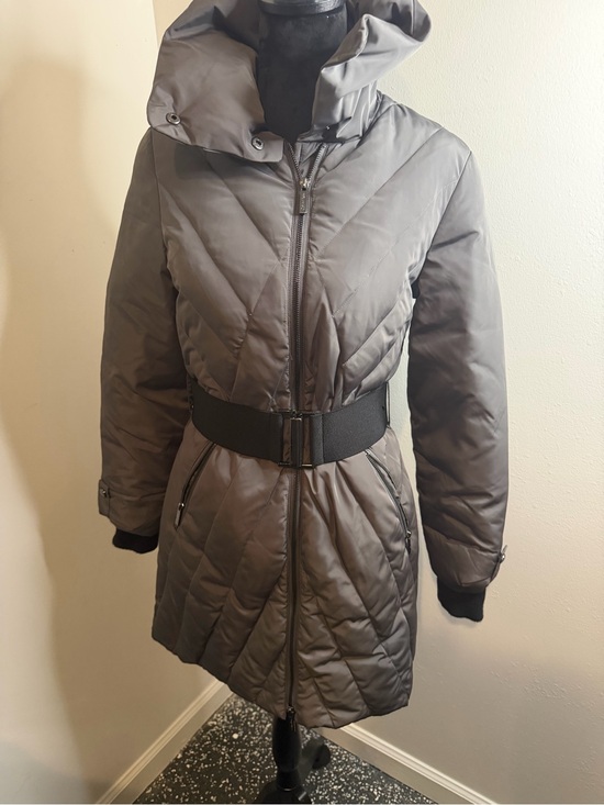 Calvin Klein Jackets & Blazers - ⭐️ NWOT Calvin‎ Klein Gray Quilted Belted Puffer Coat with High Collar